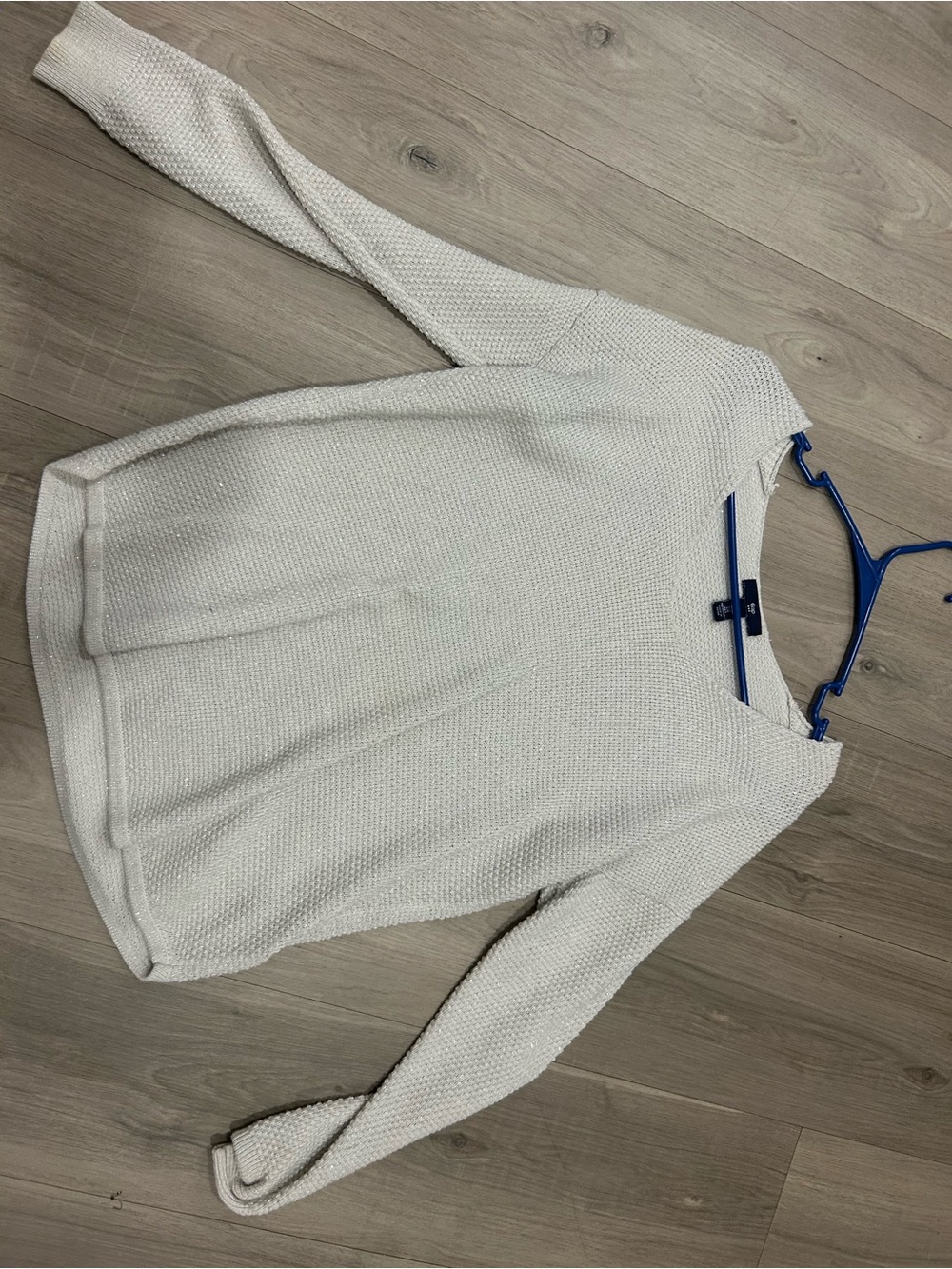 GAP sparkly Cream Textured Crewneck Sweater